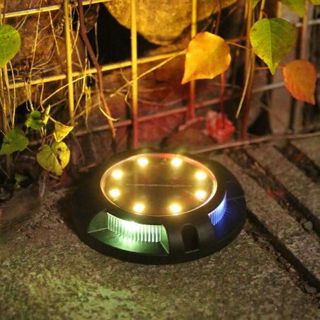 Lampa solara LED tip spot pentru gradina Flippy, cu 4 leduri laterale multicolore si 8 leduri principale alb cald, IP65, materia