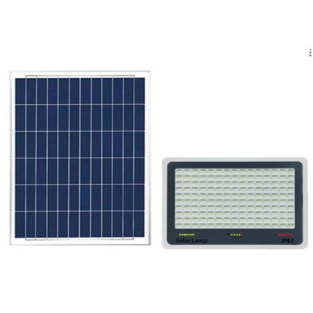 Proiector LED cu Panou Solar Flippy, Senzor de lumina, Waterproof, 140 LED-uri incorporate, 65W, 19.5x17 cm, 3000 mAh, IP67, Des