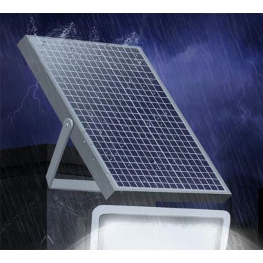 Proiector LED cu Panou Solar Flippy, Senzor de lumina, Waterproof, 140 LED-uri incorporate, 65W, 19.5x17 cm, 3000 mAh, IP67, Des
