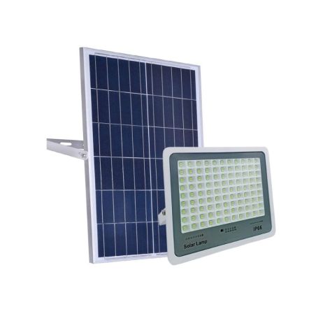 Proiector LED cu Panou Solar Flippy, Senzor de lumina, Waterproof, 140 LED-uri incorporate, 65W, 19.5x17 cm, 3000 mAh, IP67, Des