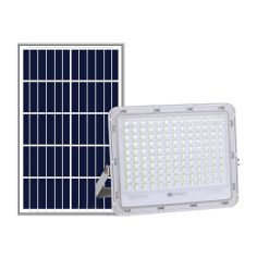 Proiector LED cu Panou Solar Flippy, Senzor de lumina Waterproof, 100W, 23x18 cm, suport U inclus, panou afisaj nivel baterie, t