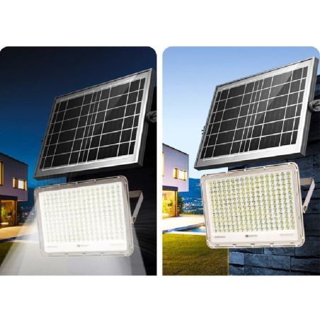 Proiector LED cu Panou Solar Flippy, Senzor de lumina Waterproof, 100W, 23x18 cm, suport U inclus, panou afisaj nivel baterie, t
