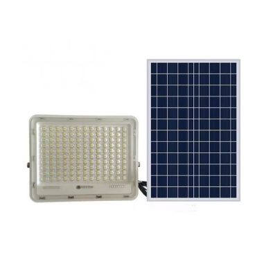 Proiector LED cu Panou Solar Flippy, Senzor de lumina Waterproof, 100W, 23x18 cm, suport U inclus, panou afisaj nivel baterie, t