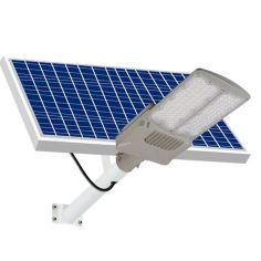 Lampa solara stradala Flippy, pentru curte sau strada, cu doua grile, finisaj mat, rezistent la apa, montare prin fixare, senzor