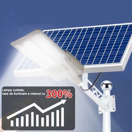 Lampa solara stradala Flippy, pentru curte sau strada, cu doua grile, finisaj mat, rezistent la apa, montare prin fixare, senzor