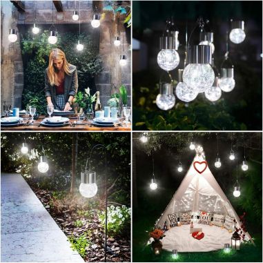 Lampa Solara Flippy, LED, Tip Candelabru Mic, Cu Bila Din Sticla Crapata, Exterioara, Impermeabila, Iluminare 6-12 H, Alb