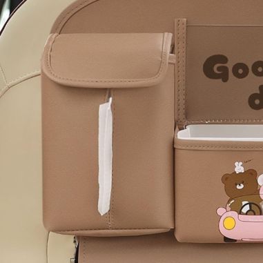 Geanta Multifunctionala de Depozitare, Flippy, pentru Bancheta din Spate a Masinii, Animat, Model Ursuleti, Scris Good Day, Supo