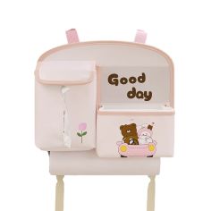Geanta Multifunctionala de Depozitare, Flippy, pentru Bancheta din Spate a Masinii, Animat, Model Ursuleti, Scris Good Day, Supo