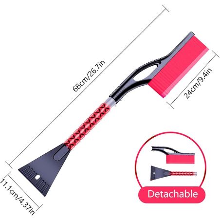 Perie de Zapada cu Racleta pentru Masina, Flippy, Multifunctionala, Demontabila, cu Maner Antiderapant, Aluminiu, Plastic, Fragm
