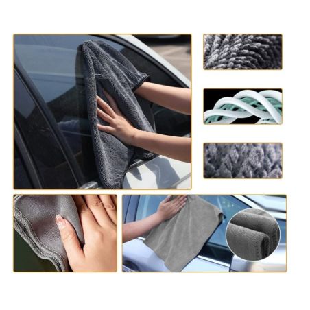 Set 9 Piese pentru Spalat Auto, Flippy, din Plastic si Microfibra, Perii si Lavete, Model A, Gri