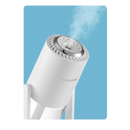 Umidificator si Purificator aer ultrasonic portabil, rezervor 200ml, cu ioni negativi, LED 7 culori, rotatie 360 grade, Alb