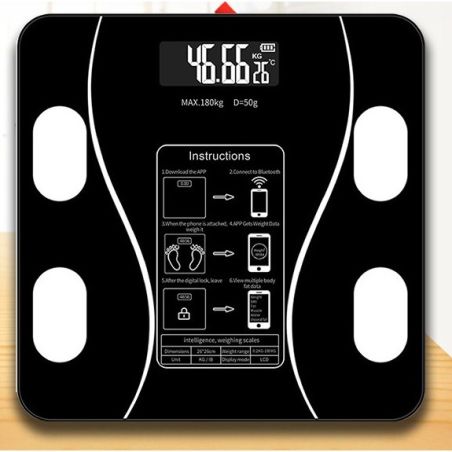 Cantar Electronic Inteligent De Baie Flippy Cu Aplicatie Smart, Corporal, Ecran Digital Iluminat, Termometru, Suporta Maxim 180 