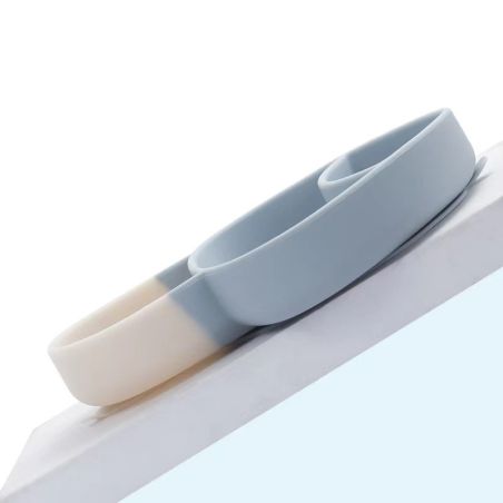 Set diversificare bebelusi Flippy, din silicon, 18 x 19.5 cm, 1 farfurie compartimentata in formade ciuperca, lingurita si furcu