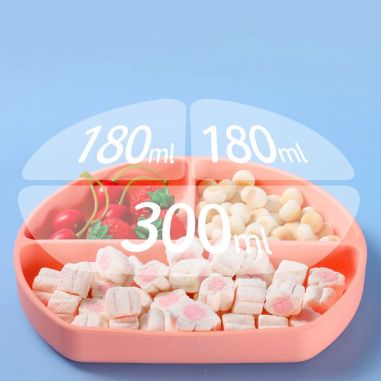 Set 5 piese diversificare bebelusi si copii din silicon Flippy, baveta, farfurie compartimentata cu ventuza, bol cu ventuza, tac
