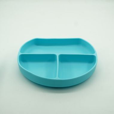 Set 5 piese diversificare bebelusi si copii din silicon Flippy, baveta, farfurie compartimentata cu ventuza, bol cu ventuza, tac