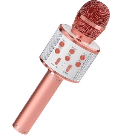 Microfon Karaoke, Flippy, pentru Copii, Bluetooth, Boxa Incorporata, Compatibil cu Orice Smartphone, Acumulator Integrat, Multif