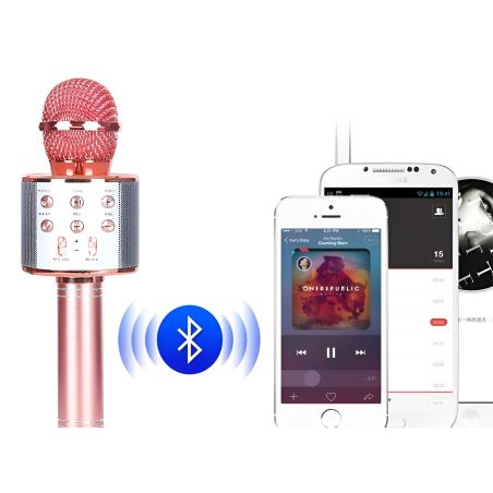 Microfon Karaoke, Flippy, pentru Copii, Bluetooth, Boxa Incorporata, Compatibil cu Orice Smartphone, Acumulator Integrat, Multif
