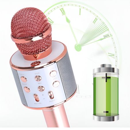 Microfon Karaoke, Flippy, pentru Copii, Bluetooth, Boxa Incorporata, Compatibil cu Orice Smartphone, Acumulator Integrat, Multif