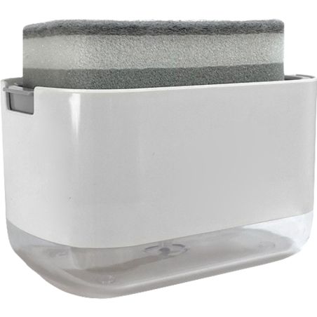 Dozator Flippy, Dispenser 2 in 1 pentru Detergent Lichid de Vase sau pentru Obiecte Sanitare cu Suport pentru Burete de Bucatari