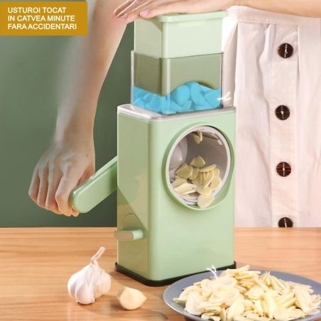 Feliator manual pentru legume Flippy, 3 lame din otel inxodabil, 3 tipuri de feliere, material carcasa ABS, latime maxima felier