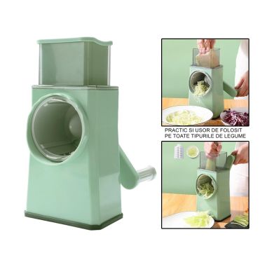 Feliator manual pentru legume Flippy, 3 lame din otel inxodabil, 3 tipuri de feliere, material carcasa ABS, latime maxima felier