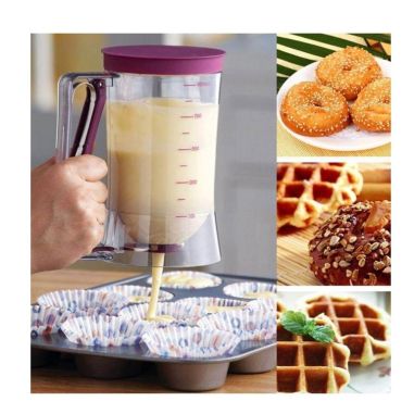 Dispenser de aluat pentru prajituri Flippy, Batter Dispenser, din plastic, maner cu arc, 900 ml, usor de manipulat si utilizat, 