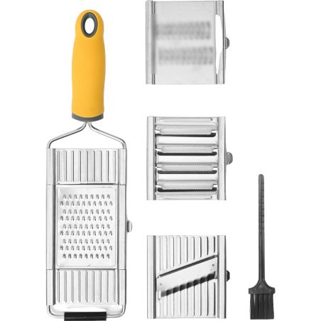 Razatoare multifunctionala Flippy, Inox, 4 tipuri de lame, usor de manevrat, maner din ABS ergonomic,33 x 8.6 cm, periuta curata