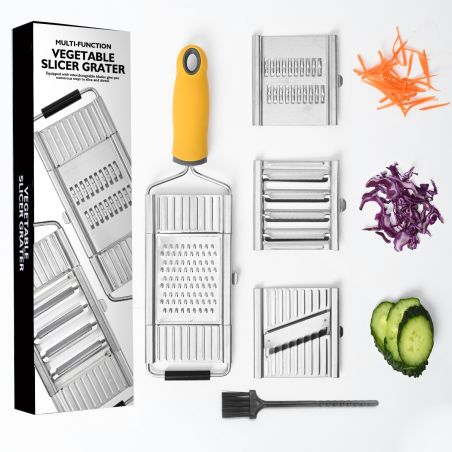 Razatoare multifunctionala Flippy, Inox, 4 tipuri de lame, usor de manevrat, maner din ABS ergonomic,33 x 8.6 cm, periuta curata