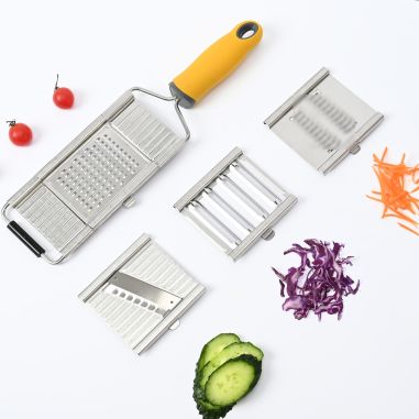 Razatoare multifunctionala Flippy, Inox, 4 tipuri de lame, usor de manevrat, maner din ABS ergonomic,33 x 8.6 cm, periuta curata