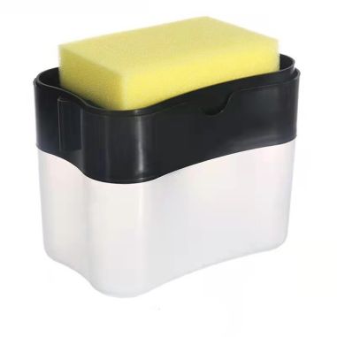 Dozator Flippy, Dispenser 2 in 1 pentru Detergent Lichid de Vase sau pentru Obiecte Sanitare cu Suport pentru Burete de Bucatari