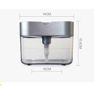 Dozator Flippy, Dispenser 2 in 1 pentru Detergent Lichid de Vase sau pentru Obiecte Sanitare cu Suport pentru Burete de Bucatari