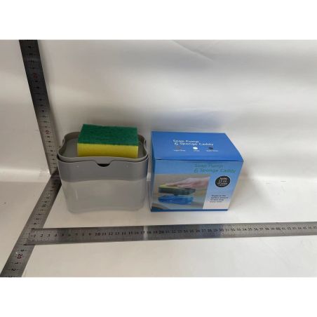 Dozator Flippy, Dispenser 2 in 1 pentru Detergent Lichid de Vase sau pentru Obiecte Sanitare cu Suport pentru Burete de Bucatari