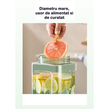 Dozator portabil pentru bauturi Flippy, 3.5 litri, capac etans, duza deschidere/inchidere, recipent din plastic, gradat, filtru,