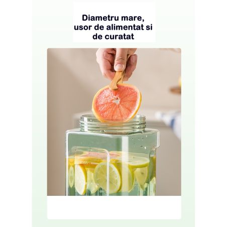 Dozator portabil pentru bauturi Flippy, 3.5 litri, capac etans, duza deschidere/inchidere, recipent din plastic, gradat, filtru,