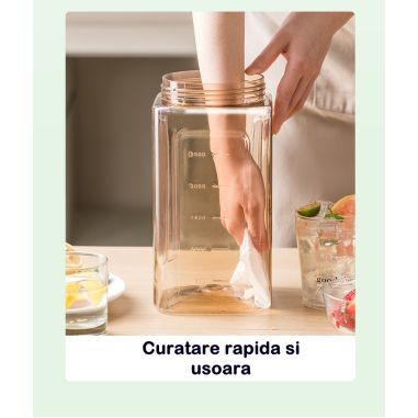 Dozator portabil pentru bauturi Flippy, 3.5 litri, capac etans, duza deschidere/inchidere, recipent din plastic, gradat, filtru,