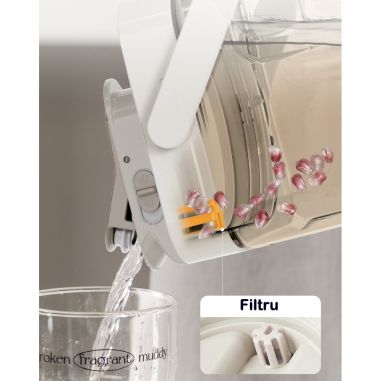 Dozator portabil pentru bauturi Flippy, 3.5 litri, capac etans, duza deschidere/inchidere, recipent din plastic, gradat, filtru,