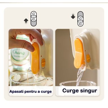 Dozator portabil pentru bauturi Flippy, 3.5 litri, capac etans, duza deschidere/inchidere, recipent din plastic, gradat, filtru,