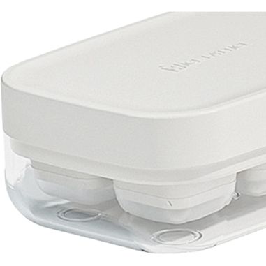 Forma pentru gheata cu presa Flippy, din silicon alimentar, 6 cuburi, caserola pentru depozitare, usor de folosit si curatat, 10