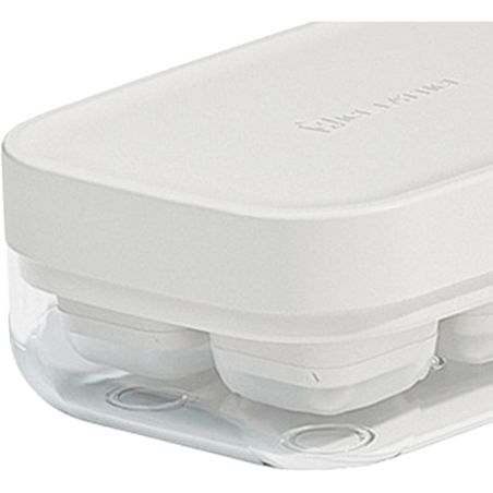 Forma pentru gheata cu presa Flippy, din silicon alimentar, 6 cuburi, caserola pentru depozitare, usor de folosit si curatat, 10