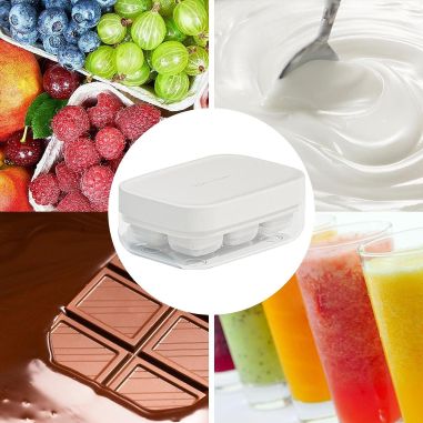Forma pentru gheata cu presa Flippy, din silicon alimentar, 6 cuburi, caserola pentru depozitare, usor de folosit si curatat, 10