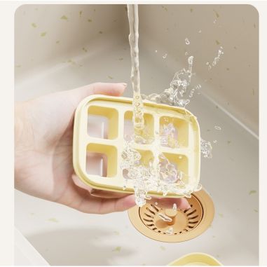 Forma pentru gheata cu presa Flippy, din silicon alimentar, 6 cuburi, caserola pentru depozitare, usor de folosit si curatat, 10