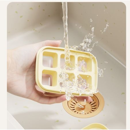 Forma pentru gheata cu presa Flippy, din silicon alimentar, 6 cuburi, caserola pentru depozitare, usor de folosit si curatat, 10