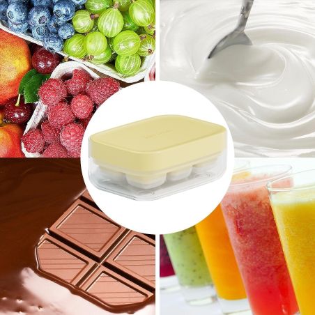 Forma pentru gheata cu presa Flippy, din silicon alimentar, 6 cuburi, caserola pentru depozitare, usor de folosit si curatat, 10