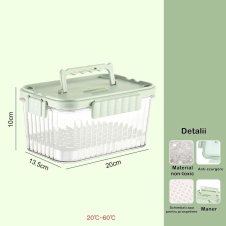 Caserola portabila pentru mancare fresh Flippy, 1500 ml, 2 furculite,10 x 13.5 x 20 cm, 2 capace detasabile pentru congelator, e