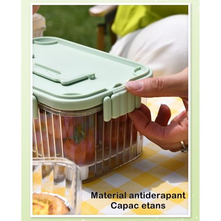 Caserola portabila pentru mancare fresh Flippy, 1500 ml, 2 furculite,10 x 13.5 x 20 cm, 2 capace detasabile pentru congelator, e