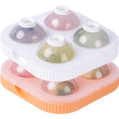 Set 2 forme sfere de gheata pentru wiskey si cocktail-uri Flippy, 4 sfere, material plastic/silicon alimentar, diametru 6.5 cm, 