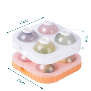 Set 2 forme sfere de gheata pentru wiskey si cocktail-uri Flippy, 4 sfere, material plastic/silicon alimentar, diametru 6.5 cm, 
