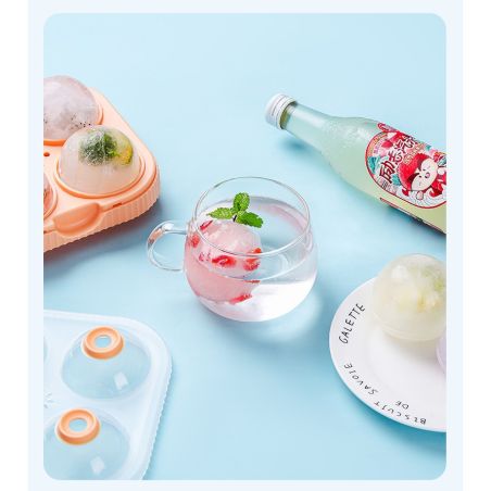 Set 2 forme sfere de gheata pentru wiskey si cocktail-uri Flippy, 4 sfere, material plastic/silicon alimentar, diametru 6.5 cm, 
