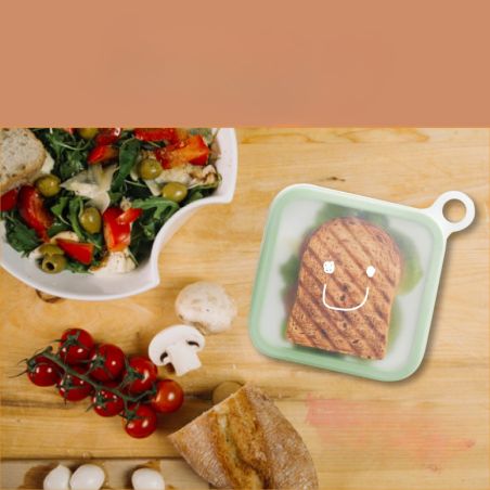 Caserola pentru sandwich Flippy, din silicon si polipropilena, portabil, usor de curatat, capac anti-scurgere, reutilizabil, 15.