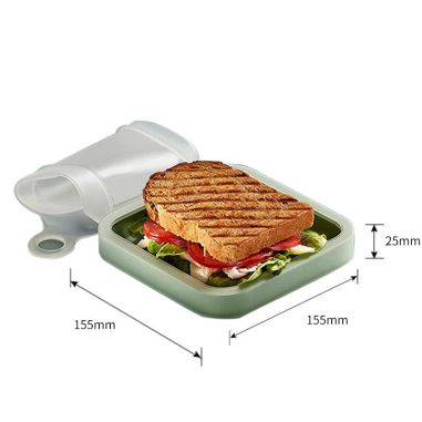 Caserola pentru sandwich Flippy, din silicon si polipropilena, portabil, usor de curatat, capac anti-scurgere, reutilizabil, 15.